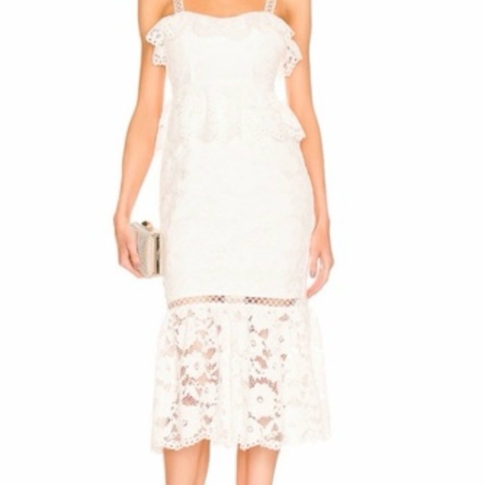 Likely Leigh White Lace Midi Dress
